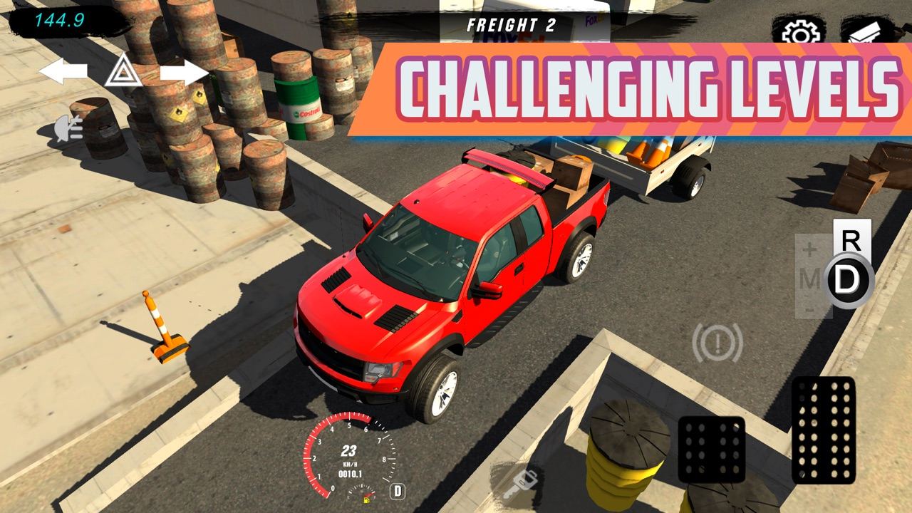 Pickup truck in a parking challenge