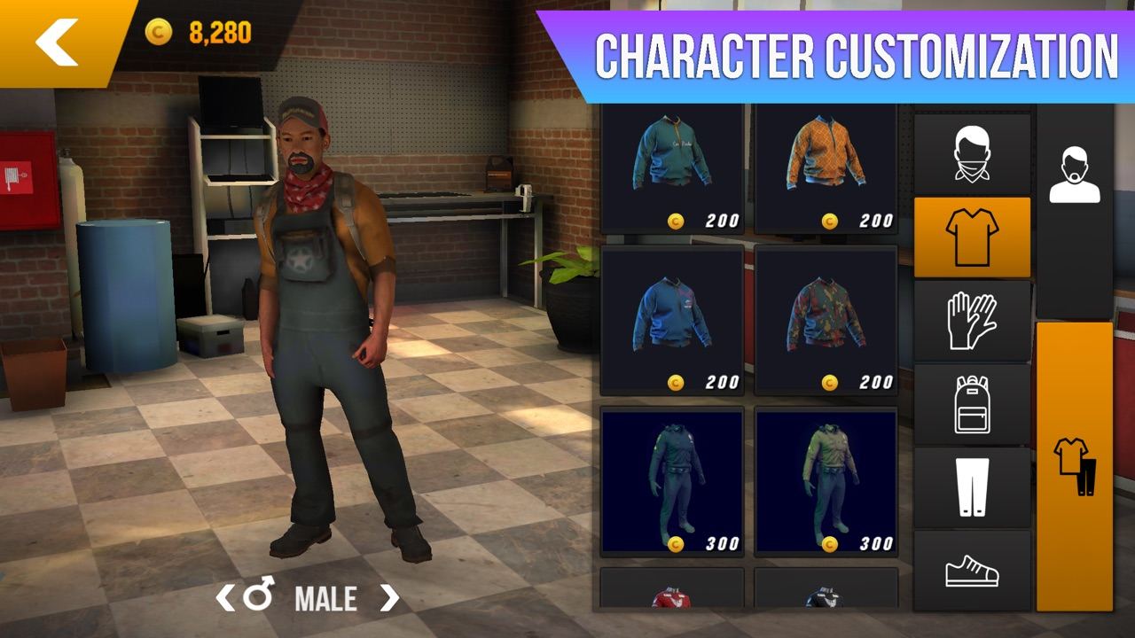 Character customization screen